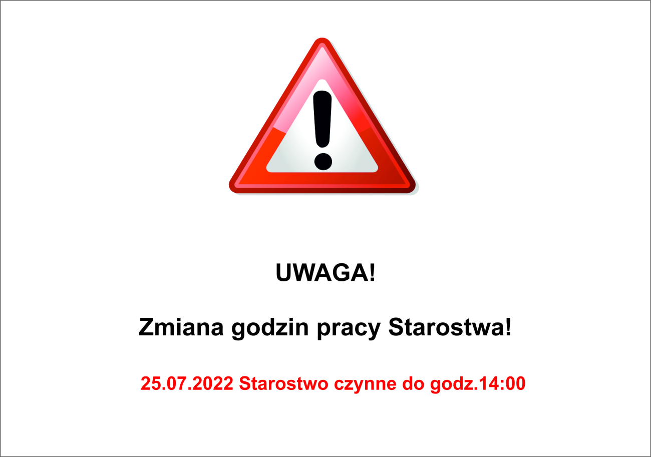 Skrócony czas pracy Starostwa